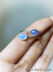 画像11: 高品質ブルームーンストーン ＆ タンザナイトリング指輪 サイズ調節可能 オープンリング 12号 13号 14号 15号 16号 17号★天然石パワーストーン お守りアクセサリー スピリチュアル 直感力アップ ヒーリングジュエリー (11)