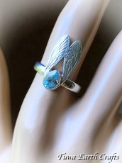 画像13: 【モチベーションアップ・意志の強化】キラキラ宝石質ブルートパーズ 指輪リング 16号  ヒーリング天然石パワーストーンアクセサリー　スピリチュアルジュエリー  フェザー・羽デザイン (13)