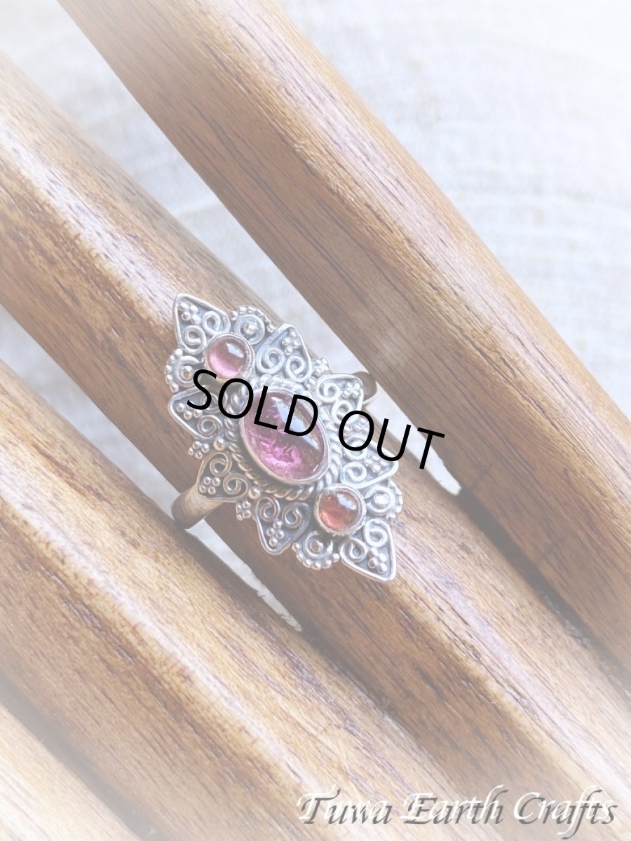 画像14: 【自信・積極性アップ】高品質ピンクトルマリン リング with ガーネット 指輪 15号 ルベライト★エスニック スターリングシルバー天然石パワーストーン アクセサリー ヒーリングストーン　ジュエリー　10月誕生石  (14)