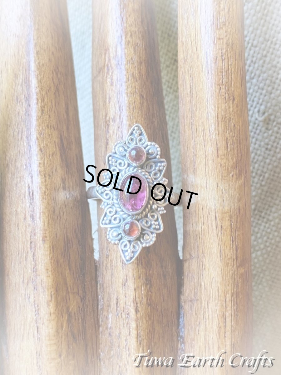 画像12: 【自信・積極性アップ】高品質ピンクトルマリン リング with ガーネット 指輪 15号 ルベライト★エスニック スターリングシルバー天然石パワーストーン アクセサリー ヒーリングストーン　ジュエリー　10月誕生石  (12)