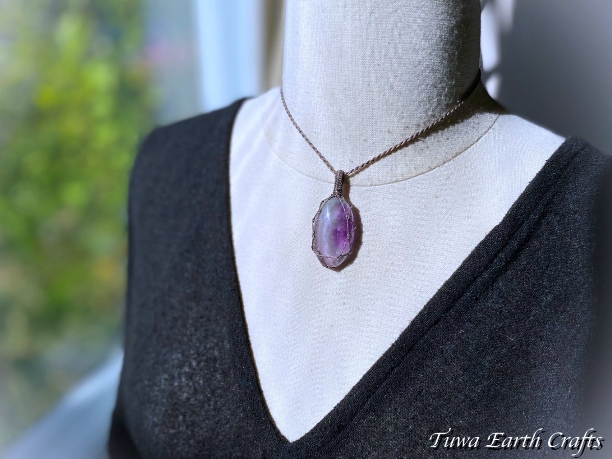 画像31: 【自由な発想の促進・集中力アップ】大ぶり高品質フローライト ネックレス ペンダント シンプル＆ナチュラル 1点もの ハンドメイドお守り　パワーストーン天然石ヒーリングストーン マクラメアクセサリー　スピリチュアル  (31)