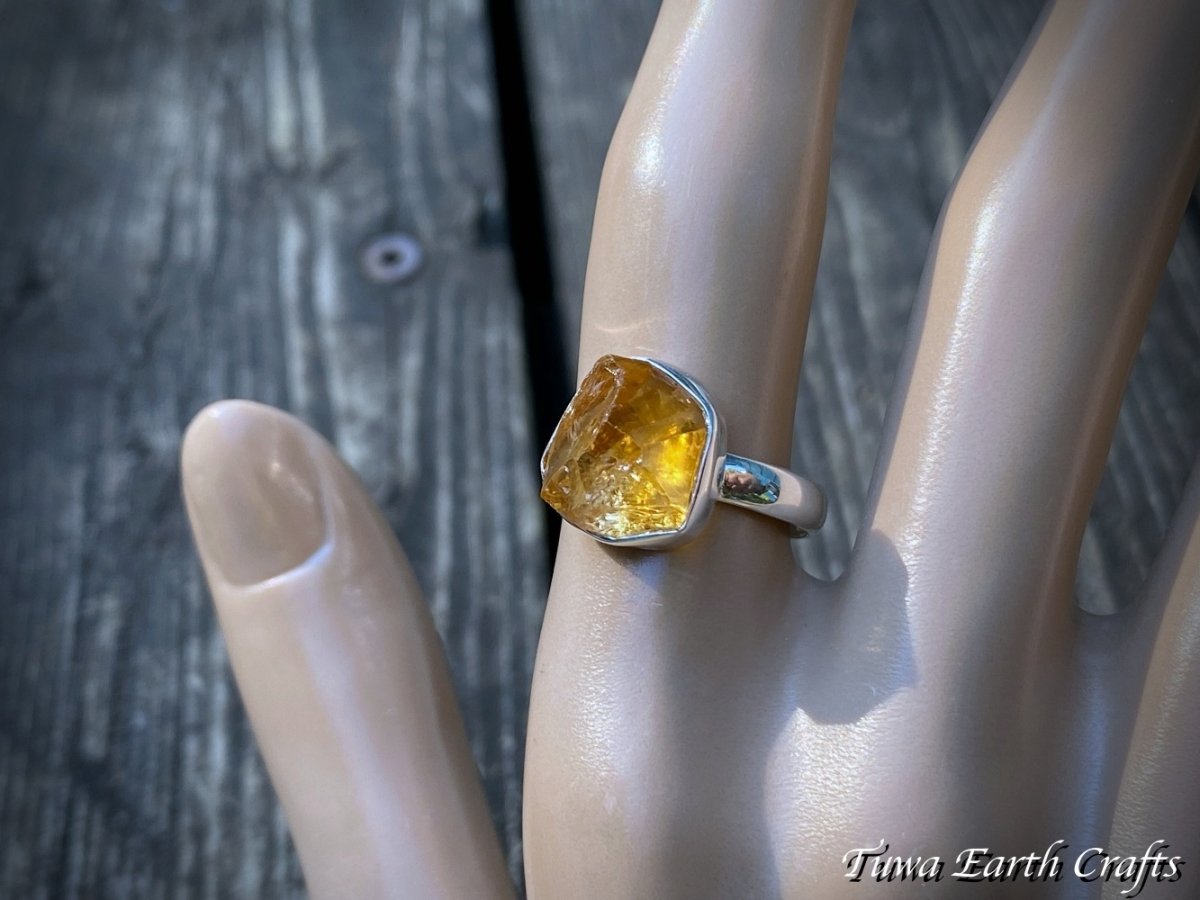 画像17: 【自信・積極性アップ・開運】1点物 大ぶり天然シトリン原石リング指輪 14号★商売繁盛・財運・金運アップお守り ハンドメイドジュエリー　パワーストーン天然石ヒーリングストーン お守りアクセサリー　スピリチュアル　11月誕生石 (17)