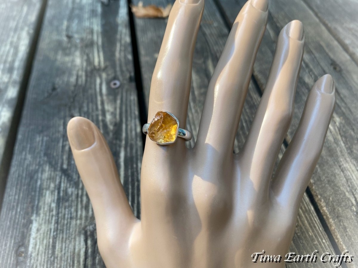 画像16: 【自信・積極性アップ・開運】1点物 大ぶり天然シトリン原石リング指輪 14号★商売繁盛・財運・金運アップお守り ハンドメイドジュエリー　パワーストーン天然石ヒーリングストーン お守りアクセサリー　スピリチュアル　11月誕生石 (16)