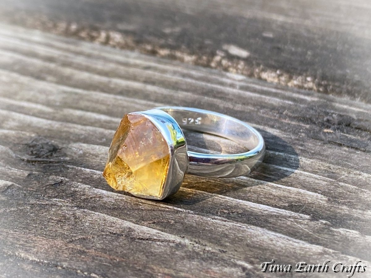 画像13: 【自信・積極性アップ・開運】1点物 大ぶり天然シトリン原石リング指輪 14号★商売繁盛・財運・金運アップお守り ハンドメイドジュエリー　パワーストーン天然石ヒーリングストーン お守りアクセサリー　スピリチュアル　11月誕生石 (13)
