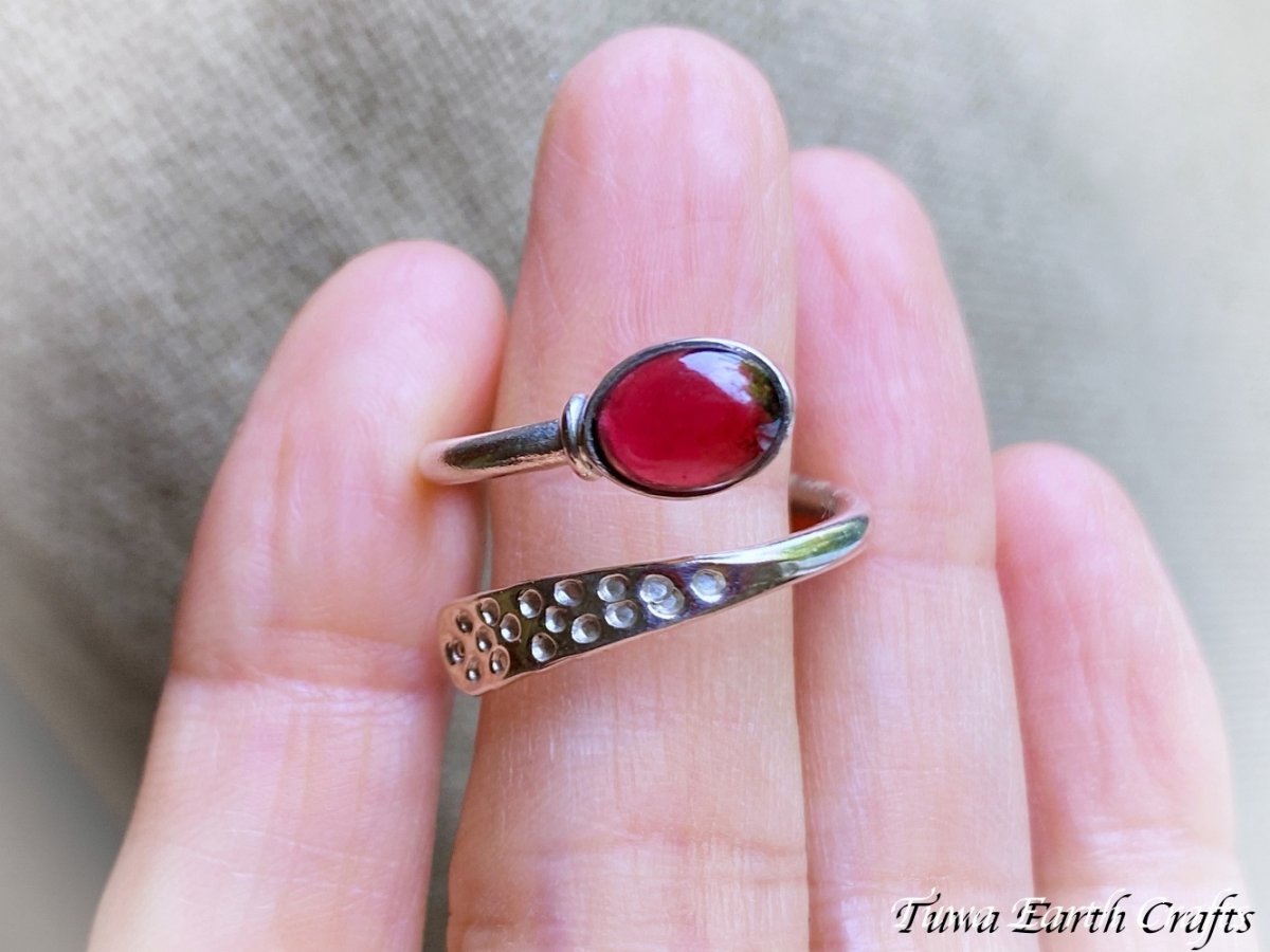 画像6: 【夢・目標の達成をサポート】高品質ロードライト ガーネット指輪リング  サイズ調節可能  15号 16号 17号 18号 1点ものハンドメイド天然石ジュエリーお守りヒーリングアクセサリー1月誕生石 (6)