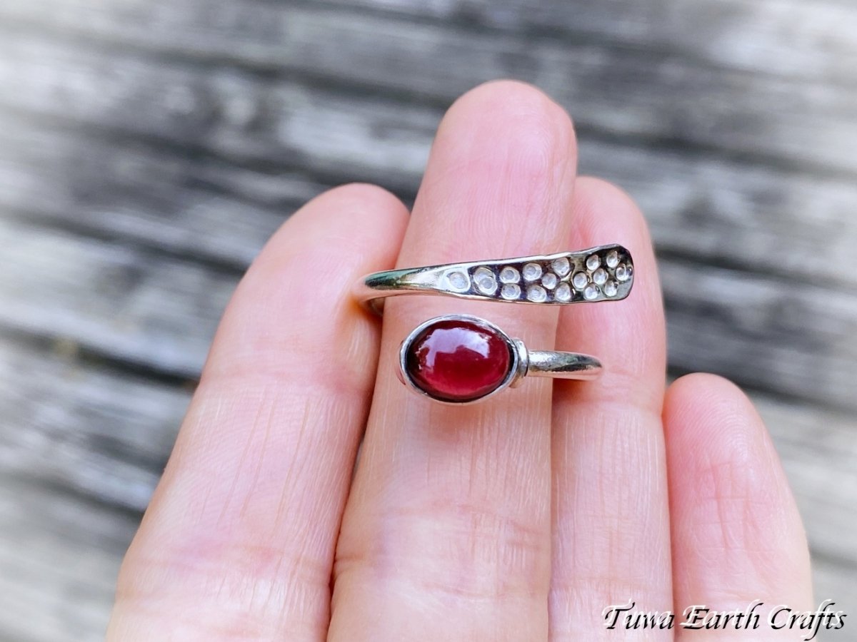 画像5: 【夢・目標の達成をサポート】高品質ロードライト ガーネット指輪リング  サイズ調節可能  15号 16号 17号 18号 1点ものハンドメイド天然石ジュエリーお守りヒーリングアクセサリー1月誕生石 (5)