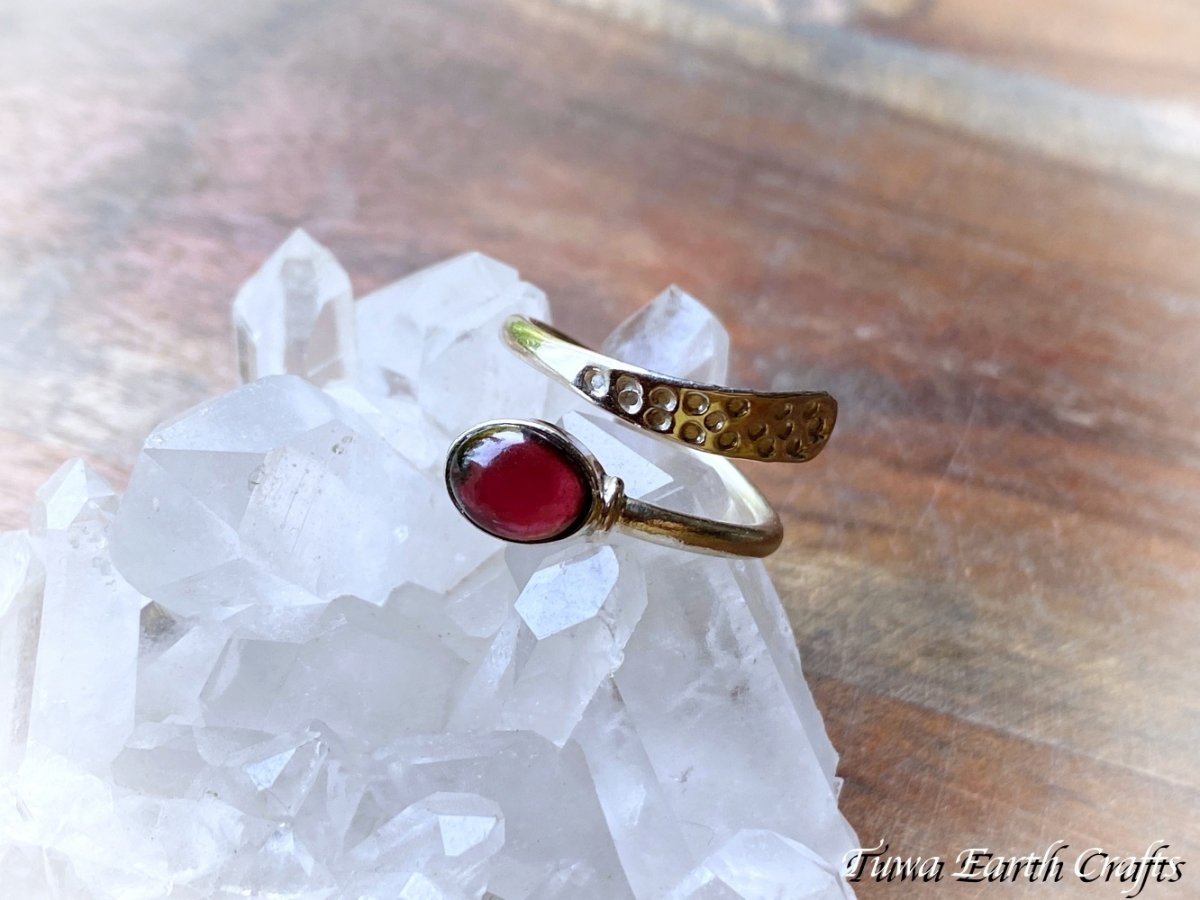 画像23: 【夢・目標の達成をサポート】高品質ロードライト ガーネット指輪リング  サイズ調節可能  15号 16号 17号 18号 1点ものハンドメイド天然石ジュエリーお守りヒーリングアクセサリー1月誕生石 (23)