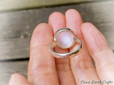 画像1: まんまる満月型🌕✨【浄化・夢の実現・決断力アップ】 高品質セレナイト リング 指輪 15号 キャッツアイ効果入り★1点もの パワーストーン お守り 天然石 アクセサリー スピリチュアル