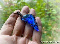 画像33: 高品質アンダラクリスタル（シエラネバダ産）美原石ネックレス・ペンダント エレスチャルサファイア  ブルー 青 シンプル＆ナチュラル マクラメ 1点もの パワーストーン 天然石 ハンドメイドアクセサリー スピリチュアル お守り ヒーリングジュエリー　金属アレルギー対応 (33)