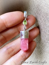 画像8: 【ヒーリング効果・美的感覚アップ】高品質インカローズ ポイント ペンダントトップ with 宝石質ペリドット  ロードクロサイト 1点もの ワンド スターリングシルバー天然石パワーストーンアクセサリー ヒーリングストーン お守りジュエリー (8)