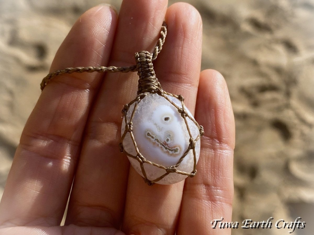 画像5: 【魔除け・邪気払い】高品質ソーラークォーツ ペンダント/ネックレス シンプル 1点物マクラメ編みアクセサリー 天然石パワーストーンお守りヒーリングジュエリー ソーラーアゲート (5)