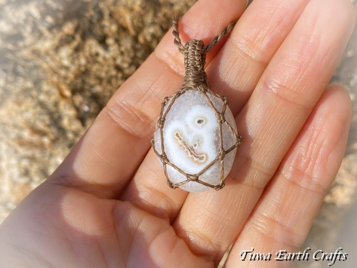 画像24: 【魔除け・邪気払い】高品質ソーラークォーツ ペンダント/ネックレス シンプル 1点物マクラメ編みアクセサリー 天然石パワーストーンお守りヒーリングジュエリー ソーラーアゲート (24)
