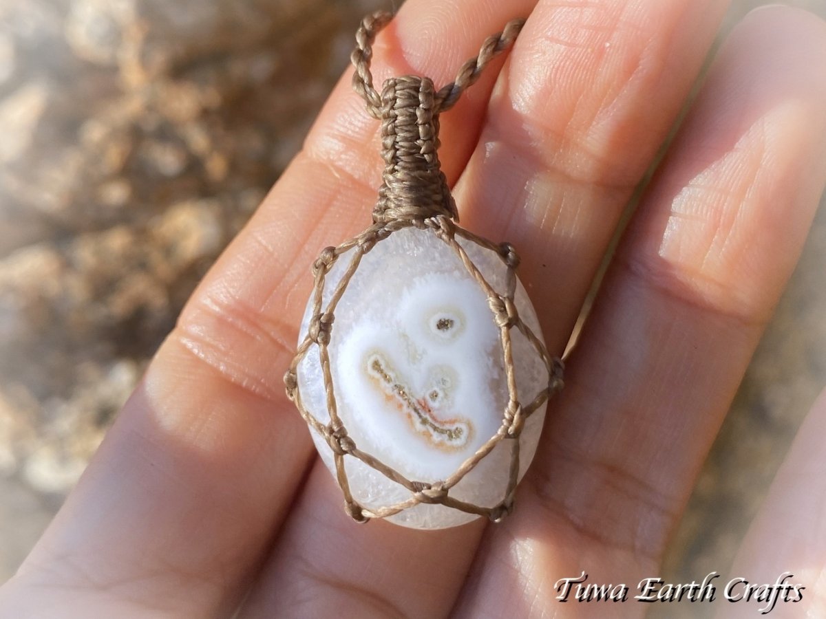 画像23: 【魔除け・邪気払い】高品質ソーラークォーツ ペンダント/ネックレス シンプル 1点物マクラメ編みアクセサリー 天然石パワーストーンお守りヒーリングジュエリー ソーラーアゲート (23)