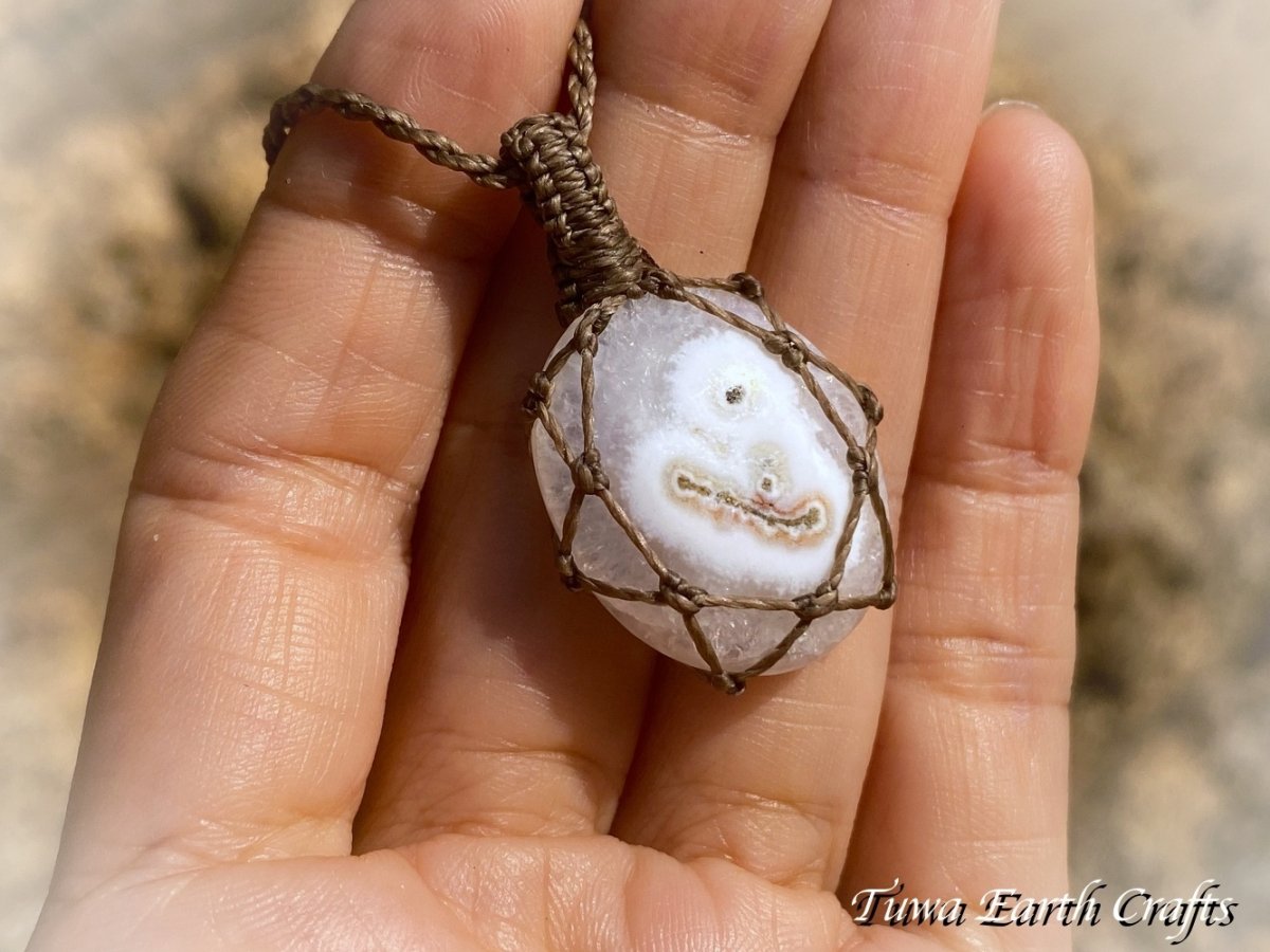 画像6: 【魔除け・邪気払い】高品質ソーラークォーツ ペンダント/ネックレス シンプル 1点物マクラメ編みアクセサリー 天然石パワーストーンお守りヒーリングジュエリー ソーラーアゲート (6)