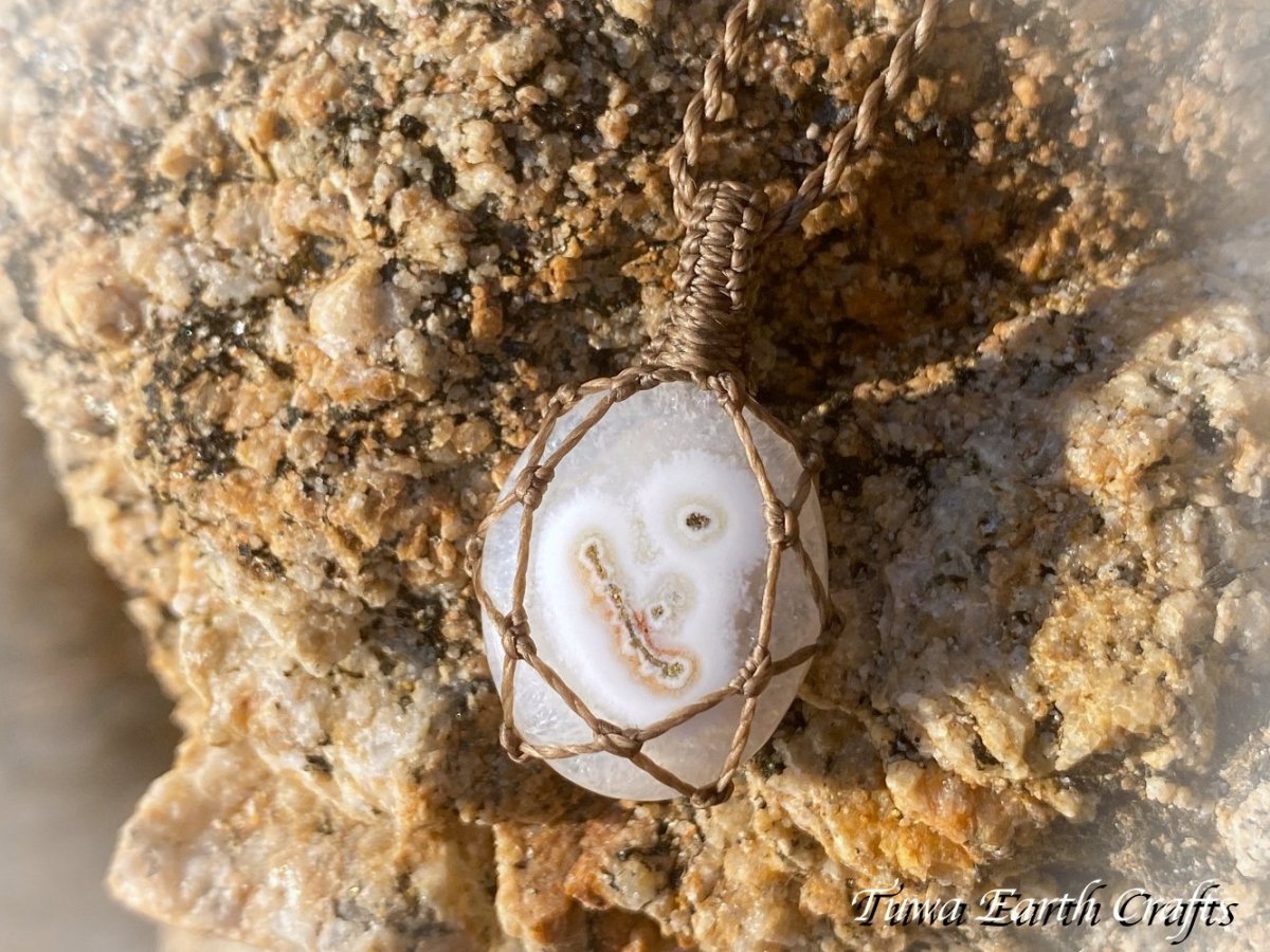 画像4: 【魔除け・邪気払い】高品質ソーラークォーツ ペンダント/ネックレス シンプル 1点物マクラメ編みアクセサリー 天然石パワーストーンお守りヒーリングジュエリー ソーラーアゲート (4)