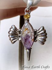 画像17: 【運気・金運アップ・ヒーリング】虹入り♪ 高品質スーパーセブン/セイクリッドセブン（カコクセナイトinアメジスト）ペンダントトップ with 宝石質きらきらシトリン★1点ものヒーリングストーンお守りジュエリー天然石パワーストーンアクセサリー (17)