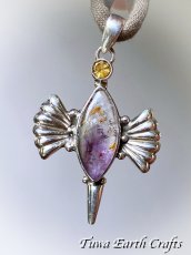 画像19: 【運気・金運アップ・ヒーリング】虹入り♪ 高品質スーパーセブン/セイクリッドセブン（カコクセナイトinアメジスト）ペンダントトップ with 宝石質きらきらシトリン★1点ものヒーリングストーンお守りジュエリー天然石パワーストーンアクセサリー (19)