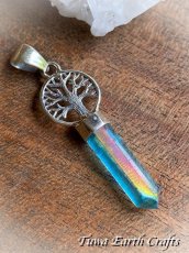 画像3: 生命の樹♪ 大ぶり高品質アクアオーラ水晶ポイント ペンダントトップ　ワンド パワーストーン天然石ヒーリングアクセサリー　ツリーオブライフ　スピリチュアルお守りジュエリー (3)