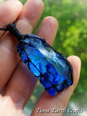 画像2: 虹入り🌈✨高品質アンダラクリスタル（シエラネバダ産）美原石ネックレス・ペンダント エレスチャルサファイア  ブルー 青 シンプル＆ナチュラル マクラメ 1点もの パワーストーン 天然石 ハンドメイドアクセサリー スピリチュアル お守り ヒーリングジュエリー　金属アレルギー対応 (2)
