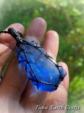 画像36: 虹入り🌈✨高品質アンダラクリスタル（シエラネバダ産）美原石ネックレス・ペンダント エレスチャルサファイア  ブルー 青 シンプル＆ナチュラル マクラメ 1点もの パワーストーン 天然石 ハンドメイドアクセサリー スピリチュアル お守り ヒーリングジュエリー　金属アレルギー対応 (36)