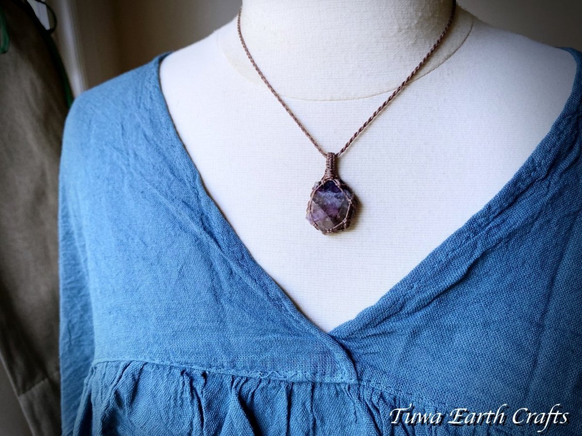 画像15: 両面使い可能♪  高品質スーパーセブン ネックレス・ペンダント シンプル＆ナチュラル ファントム スモーキークォーツ  アメジスト マクラメ 1点ものパワーストーン天然石ハンドメイドアクセサリー お守りヒーリングジュエリー　金属アレルギー対応 (15)