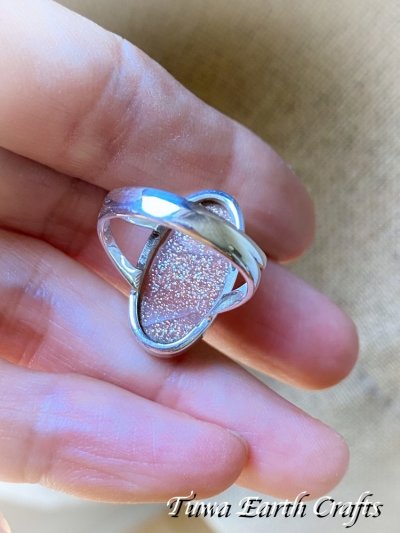 画像1: 大ぶり♪【自信向上・行動力アップ】キラキラ高品質レインボーサンストーン リング指輪 11号★1点物　パワーストーンお守りジュエリー天然石ヒーリングストーン アクセサリー