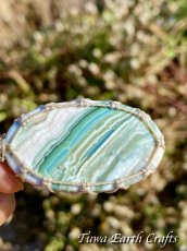 画像6: 石全長4.8cm大ぶり♪【調和・邪気除け】高品質グリーンサターンカルセドニー シンプル　ペンダント・ネックレス＊1点もの マクラメ編み ハンドメイド天然石 お守り パワーストーンアクセサリー 癒し効果 ヒーリングジュエリー　金属アレルギー対応 (6)