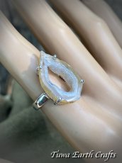 画像5: 【魔除け・浄化・癒し】キラキラ高品質大ぶりアゲートジオード （ドゥルージー）リング・指輪 12号★トレジャーメノウ 1点ものパワーストーン天然石 アクセサリー お守りヒーリングジュエリー (5)