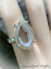 画像8: 【魔除け・浄化・癒し】キラキラ高品質大ぶりアゲートジオード （ドゥルージー）リング・指輪 12号★トレジャーメノウ 1点ものパワーストーン天然石 アクセサリー お守りヒーリングジュエリー (8)