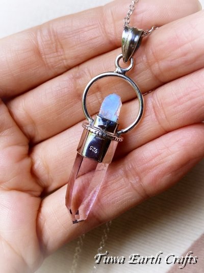 画像1: 1点もの【浄化・癒し】高品質アメシスト/アメジスト原石ポイント(メキシコ・ベラクルス産)ペンダントトップ with ブルームーンストーン *2月誕生石　パワーストーン天然石アクセサリー ヒーリングクリスタル  スピリチュアルお守り