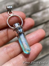 画像4: 【オーラの浄化・自分らしさ】高品質アクアオーラ水晶ポイント（アーカンソー産）&キラキラ宝石質ブルートパーズ ペンダントトップ ワンド パワーストーン天然石ヒーリング 瞑想スピリチュアル ジュエリーお守りアクセサリー (4)