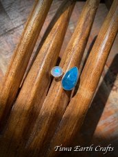画像10: 1点物 大ぶり 高品質ブルーアパタイト＆レインボームーンストーン 指輪 リング 12号 13号  14号  ヒーリング天然石パワーストーンアクセサリー　スピリチュアルジュエリー (10)