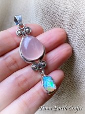 画像13: 【自信アップ・開運】ぷっくり大ぶり高品質ローズクォーツ ペンダントトップ with エチオピア産オパール ★パワーストーン天然石アクセサリー ヒーリングストーンお守りジュエリー スピリチュアル  (13)