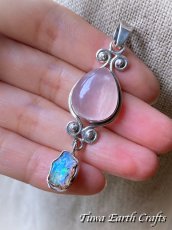 画像3: 【自信アップ・開運】ぷっくり大ぶり高品質ローズクォーツ ペンダントトップ with エチオピア産オパール ★パワーストーン天然石アクセサリー ヒーリングストーンお守りジュエリー スピリチュアル  (3)