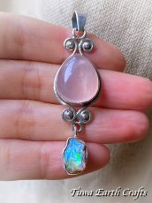 画像6: 【自信アップ・開運】ぷっくり大ぶり高品質ローズクォーツ ペンダントトップ with エチオピア産オパール ★パワーストーン天然石アクセサリー ヒーリングストーンお守りジュエリー スピリチュアル  (6)