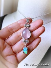 画像5: 【自信アップ・開運】ぷっくり大ぶり高品質ローズクォーツ ペンダントトップ with エチオピア産オパール ★パワーストーン天然石アクセサリー ヒーリングストーンお守りジュエリー スピリチュアル  (5)