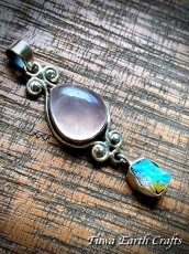 画像16: 【自信アップ・開運】ぷっくり大ぶり高品質ローズクォーツ ペンダントトップ with エチオピア産オパール ★パワーストーン天然石アクセサリー ヒーリングストーンお守りジュエリー スピリチュアル  (16)