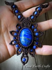 画像15: 【開運・受験お守り・厄除け】高品質ラピスラズリ ネックレス 1点もの パワーストーン天然石アクセサリー　マクラメ編み ハンドメイド　ヒーリングジュエリー スピリチュアル ステージ衣装 (15)