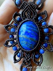 画像3: 【開運・受験お守り・厄除け】高品質ラピスラズリ ネックレス 1点もの パワーストーン天然石アクセサリー　マクラメ編み ハンドメイド　ヒーリングジュエリー スピリチュアル ステージ衣装 (3)