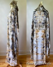 画像15: フード付き 薬草・草木染めエコプリント x ふわふわメキシココットン 大判ショール 手染めボタニカルダイ 押し花染め ナチュラルファッション＊ストール/羽織り/カーディガン*ハンドメイド 天然染料 天然素材 冷房対策 日除け プレゼント ギフト スカーフ  (15)