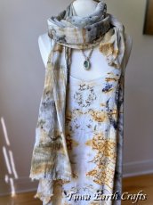 画像10: 薬草・草木染めエコプリント x ふわふわメキシココットン 大判ショール 手染めボタニカルダイ 押し花染め 自然派ナチュラルファッション＊ストール/巻きスカート/羽織り*ハンドメイド 薬草魔女 天然染料 天然素材 冷房対策 日除け プレゼント ギフト スカーフ  (10)