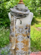 画像22: 薬草・草木染めエコプリント x ふわふわメキシココットン 大判ショール 手染めボタニカルダイ 押し花染め 自然派ナチュラルファッション＊ストール/巻きスカート/羽織り*ハンドメイド 薬草魔女 天然染料 天然素材 冷房対策 日除け プレゼント ギフト スカーフ  (22)