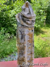 画像21: 薬草・草木染めエコプリント x ふわふわメキシココットン 大判ショール 手染めボタニカルダイ 押し花染め 自然派ナチュラルファッション＊ストール/巻きスカート/羽織り*ハンドメイド 薬草魔女 天然染料 天然素材 冷房対策 日除け プレゼント ギフト スカーフ  (21)