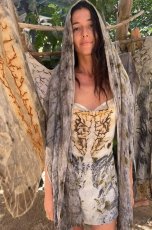 画像29: 薬草・草木染めエコプリント x ふわふわメキシココットン 大判ショール 手染めボタニカルダイ 押し花染め 自然派ナチュラルファッション＊ストール/巻きスカート/羽織り*ハンドメイド 薬草魔女 天然染料 天然素材 冷房対策 日除け プレゼント ギフト スカーフ  (29)