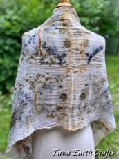 画像27: 薬草・草木染めエコプリント x ふわふわメキシココットン 大判ショール 手染めボタニカルダイ 押し花染め 自然派ナチュラルファッション＊ストール/巻きスカート/羽織り*ハンドメイド 薬草魔女 天然染料 天然素材 冷房対策 日除け プレゼント ギフト スカーフ  (27)