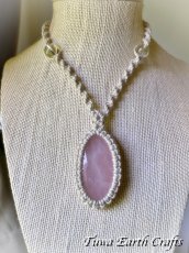 画像6: 全長4.3cm大ぶり【愛と平和のシンボル】高品質ローズクォーツ ペンダント/ネックレス チョーカー*1点もの シンプル＆ナチュラル 生成りヘンプ素材*ヒーリング天然石パワーストーンお守りハンドメイド マクラメ編みアクセサリー (6)