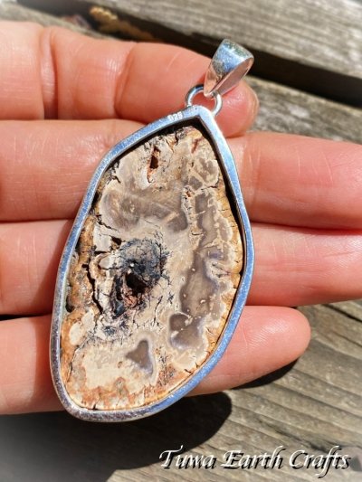 画像1: 石全長4.6cm 大ぶり高品質ブルーフォレスト 珪化木 ペトリファイドウッド  ペンダントトップ 1点もの★ヒーリングストーン天然石ジュエリー　パワーストーンアクセサリー