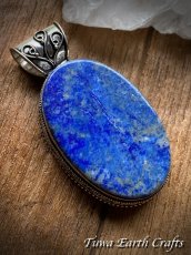 画像3: 石全長4.8cm 大ぶり【邪気払い・魔除け】高品質ラピスラズリ（アフガニスタン産）ペンダントトップ  パワーストーン天然石アクセサリー　受験お守り　合格祈願　ヒーリングジュエリー　スピリチュアル (3)