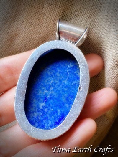 画像1: 石全長4.8cm 大ぶり【邪気払い・魔除け】高品質ラピスラズリ（アフガニスタン産）ペンダントトップ  パワーストーン天然石アクセサリー　受験お守り　合格祈願　ヒーリングジュエリー　スピリチュアル