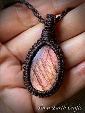 画像5: 幻想的 夕焼け色♪【夢の実現・直観力アップ】高品質ピンク ラブラドライト ネックレス ペンダント＊シンプル 1点もの マクラメ ヒーリング天然石パワーストーンアクセサリー レインボーラブラドライト スピリチュアルお守りジュエリー (5)